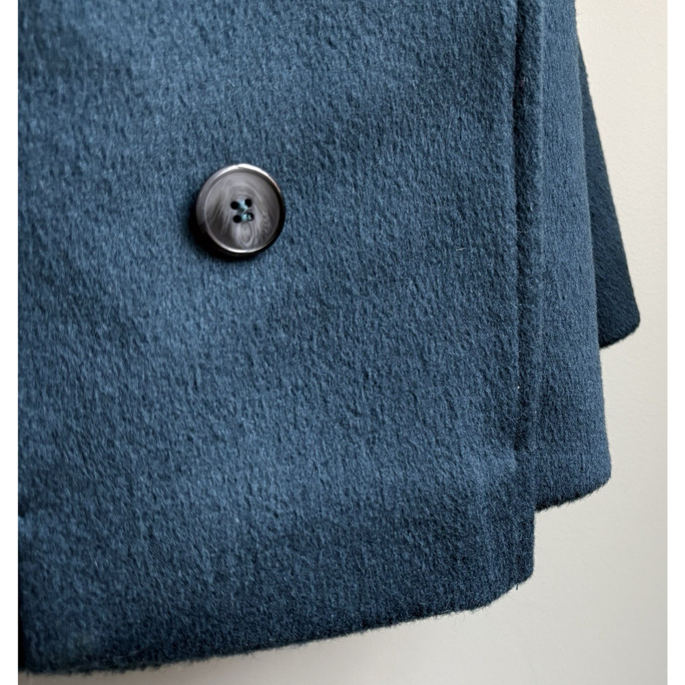 Vintage John Weitz Wool Overcoat Teal Gold Button Draped Scarf Collar Poland 12 - Picture 15 of 16